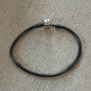 Pandora Blackened Silver Snake Chain Bracelet with Silver Clasp